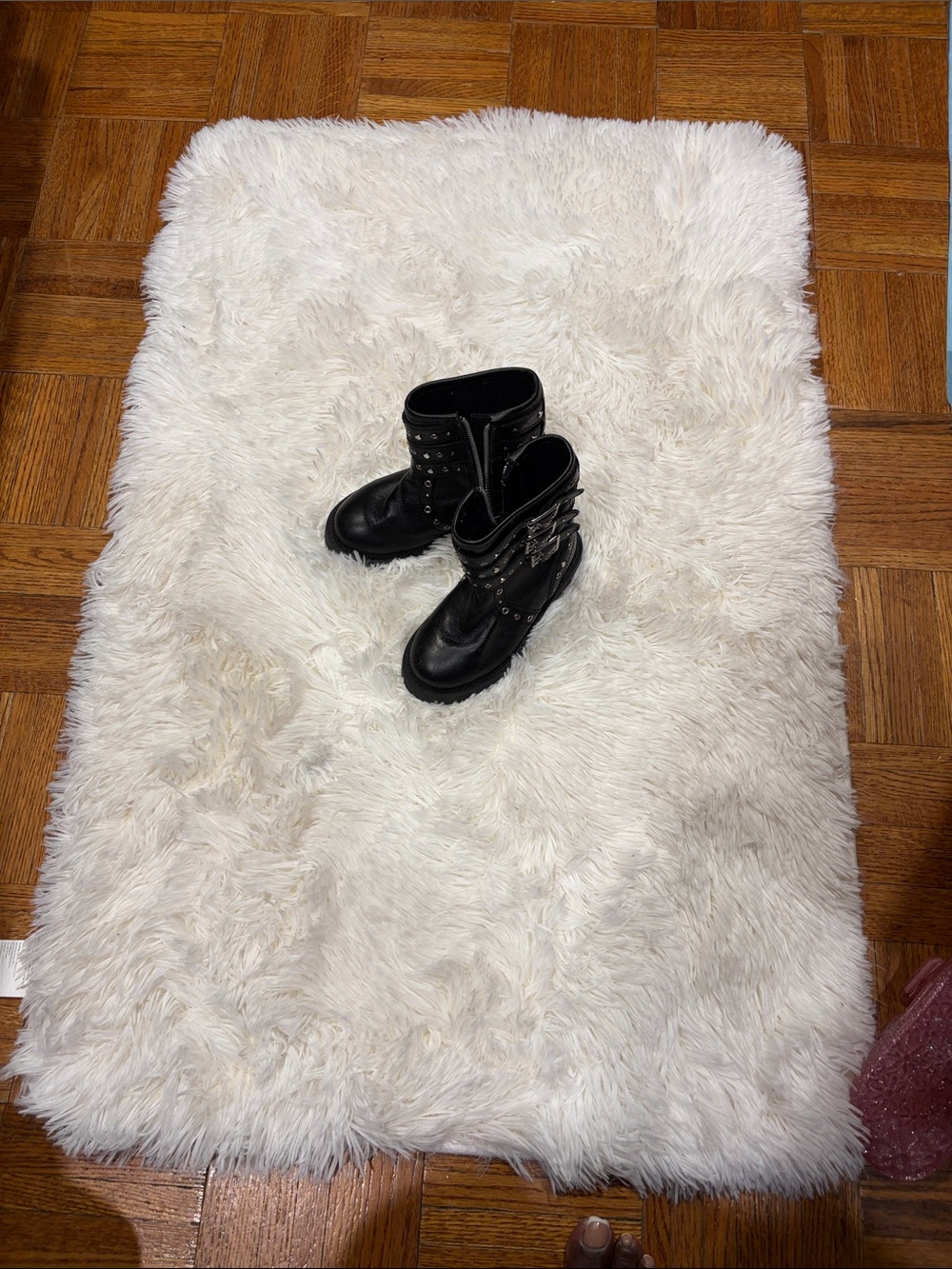 Zara Black Studded Buckle Ankle Boots